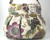 spring tote- messenger bag-  purple flower handbag -diaper bag- purse