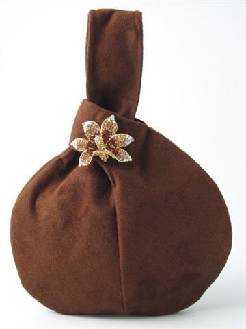 chocolate brown ultra suede wristlet bag