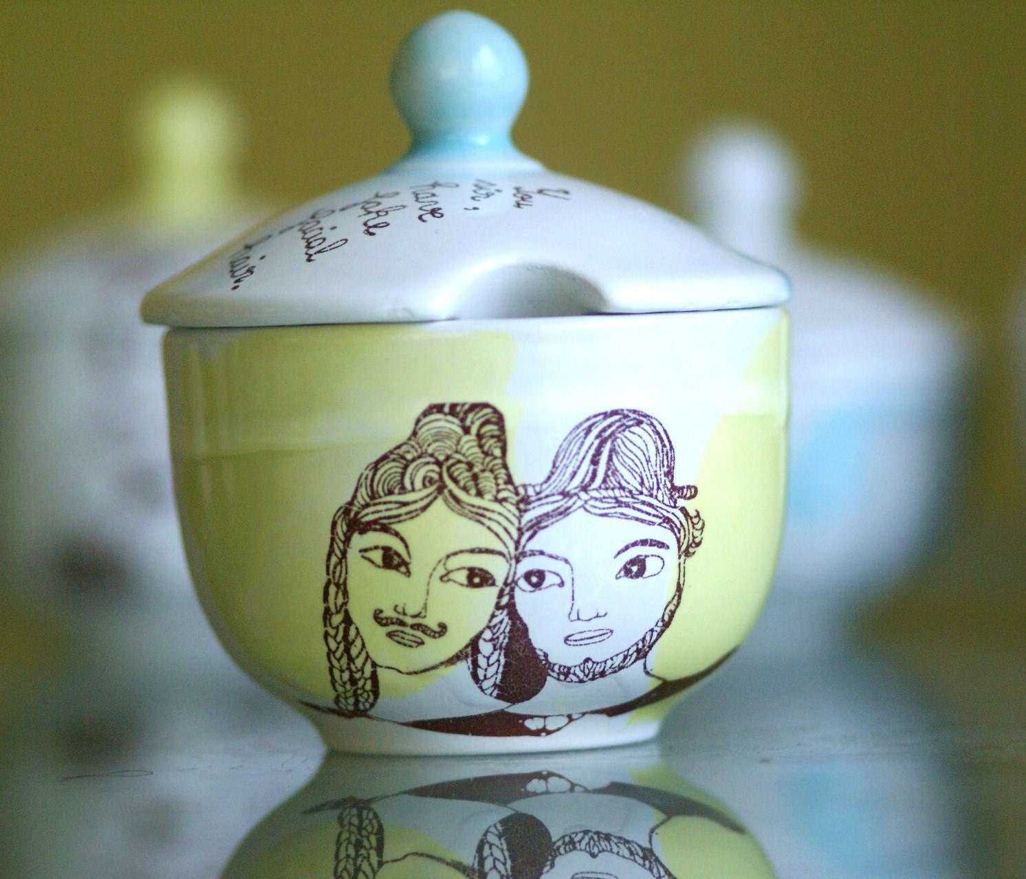 slipcast sugar bowl (you sir have fake facial hair)