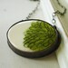 Oval Ceramic Picture Pendant in Moss Green Floral