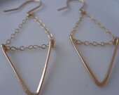 Small Triangle Dangler Earrings in 14K Gold Filled, Gift Under 50, Fashion