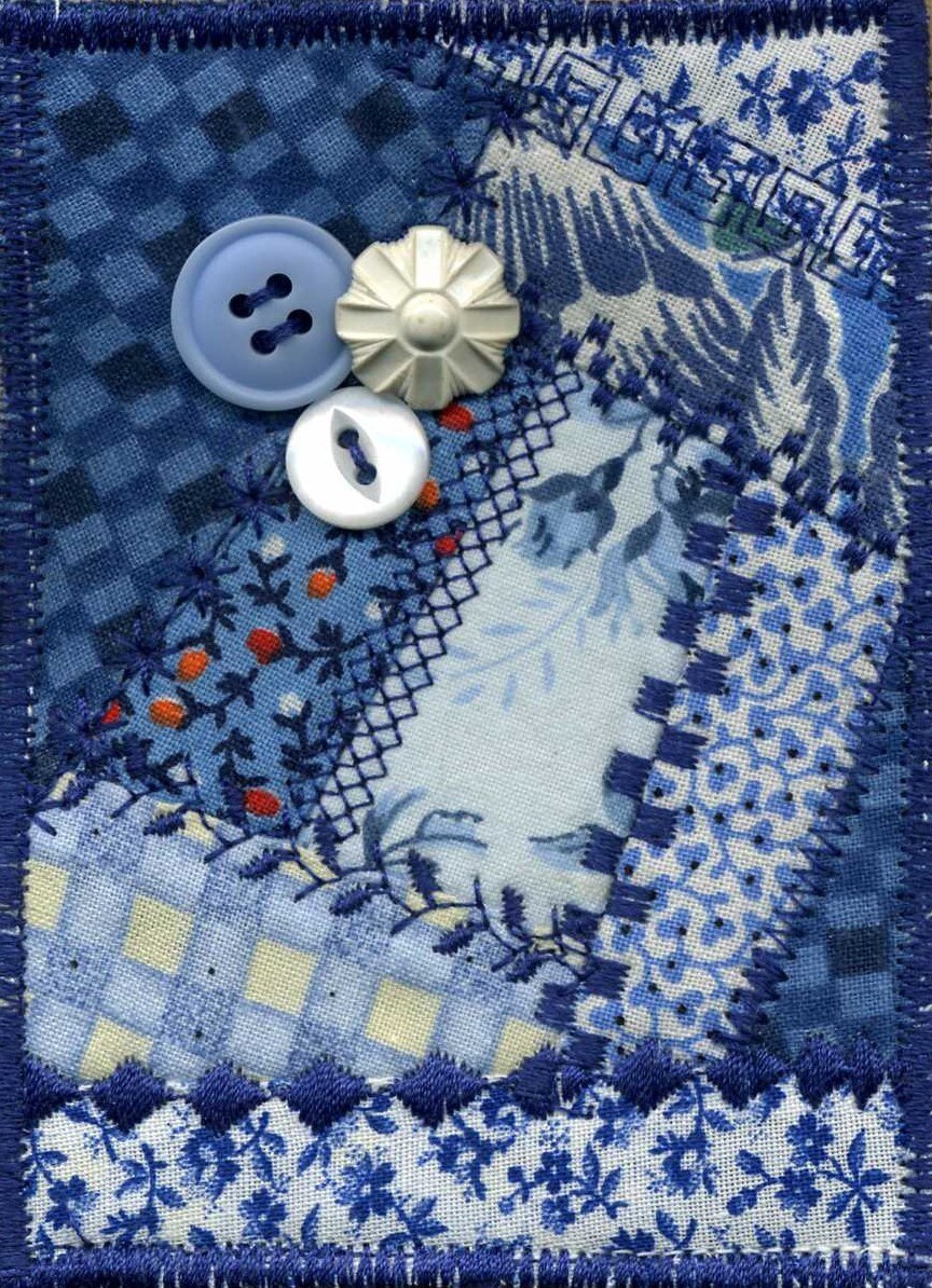 Shades of Blue mini Crazy Quilt