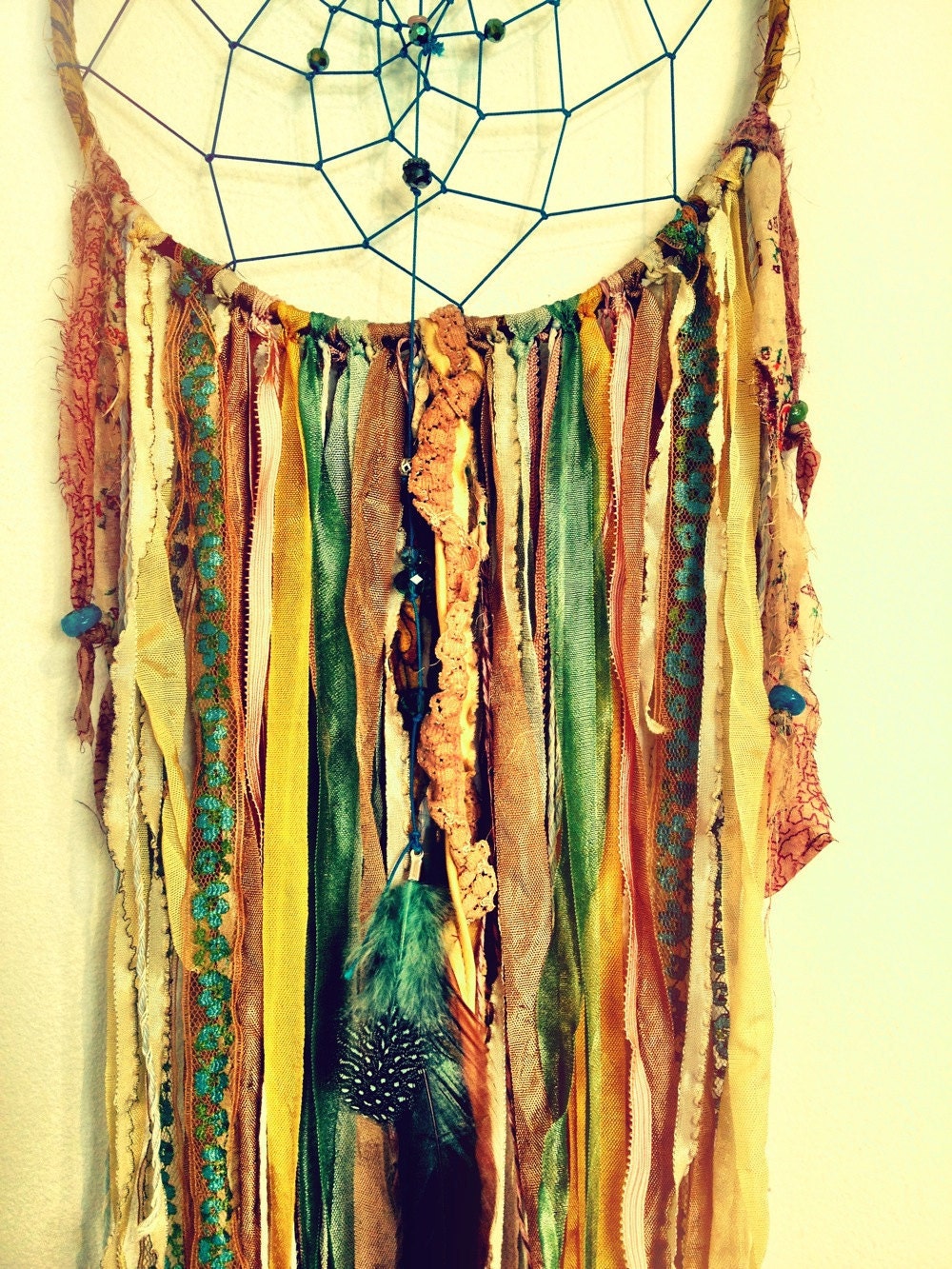 Bohemian Spirit Vintage Fabric Dreamcatcher