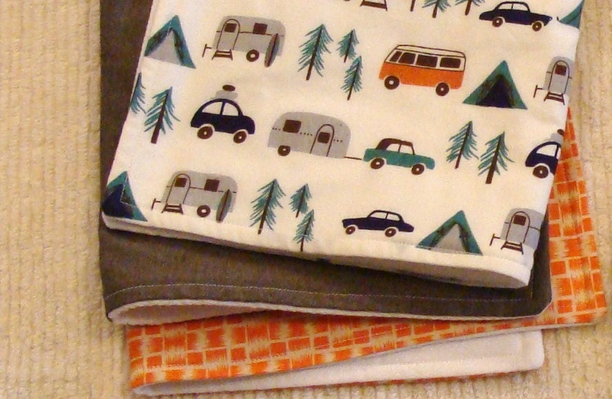 Retro Camper burp cloth trio