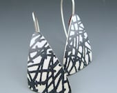 Modern polymer clay and sterling silver triangle statement earrings