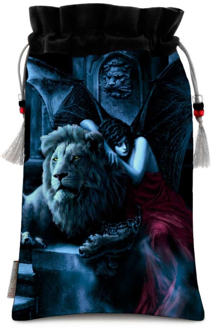 Strength. Cosmetic or washbag with print from The Bohemian Gothic Tarot. Black pure silk.