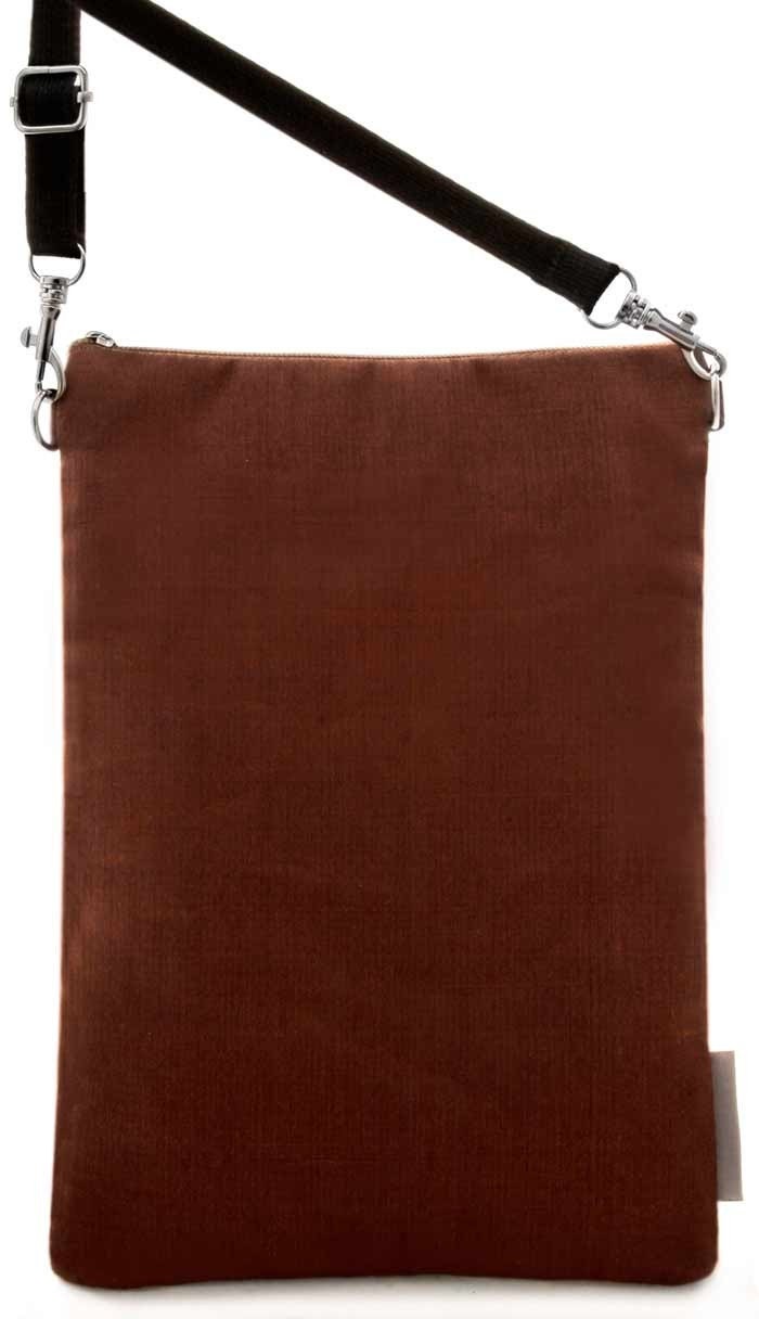 Alphons Mucha "Reverie" sling pouch with long shoulder strap. Copper pure silk backing.