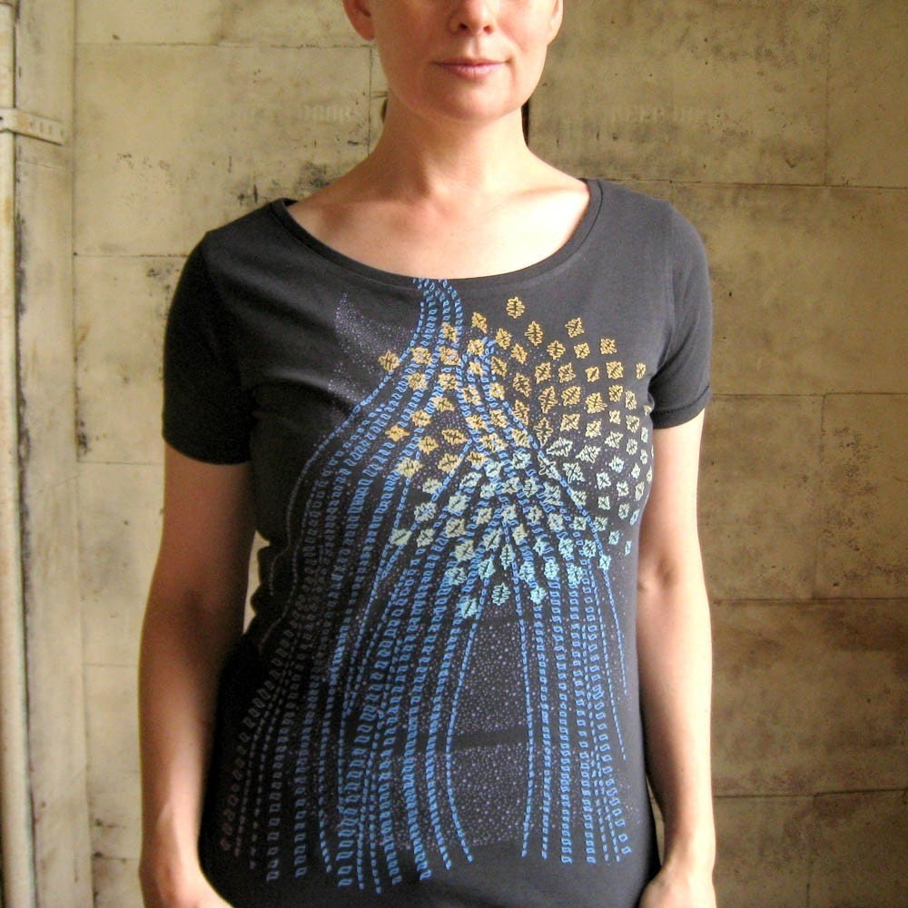 SALE - Macro Cosmic Organic Cotton Scoopneck Tee - Soft Black