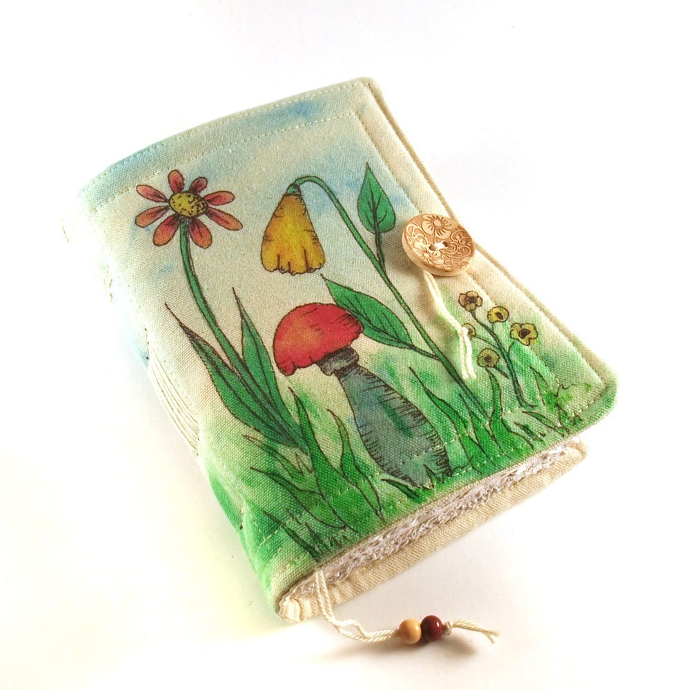 Journal, Notebook, Diary, Painted Fabric, Spring