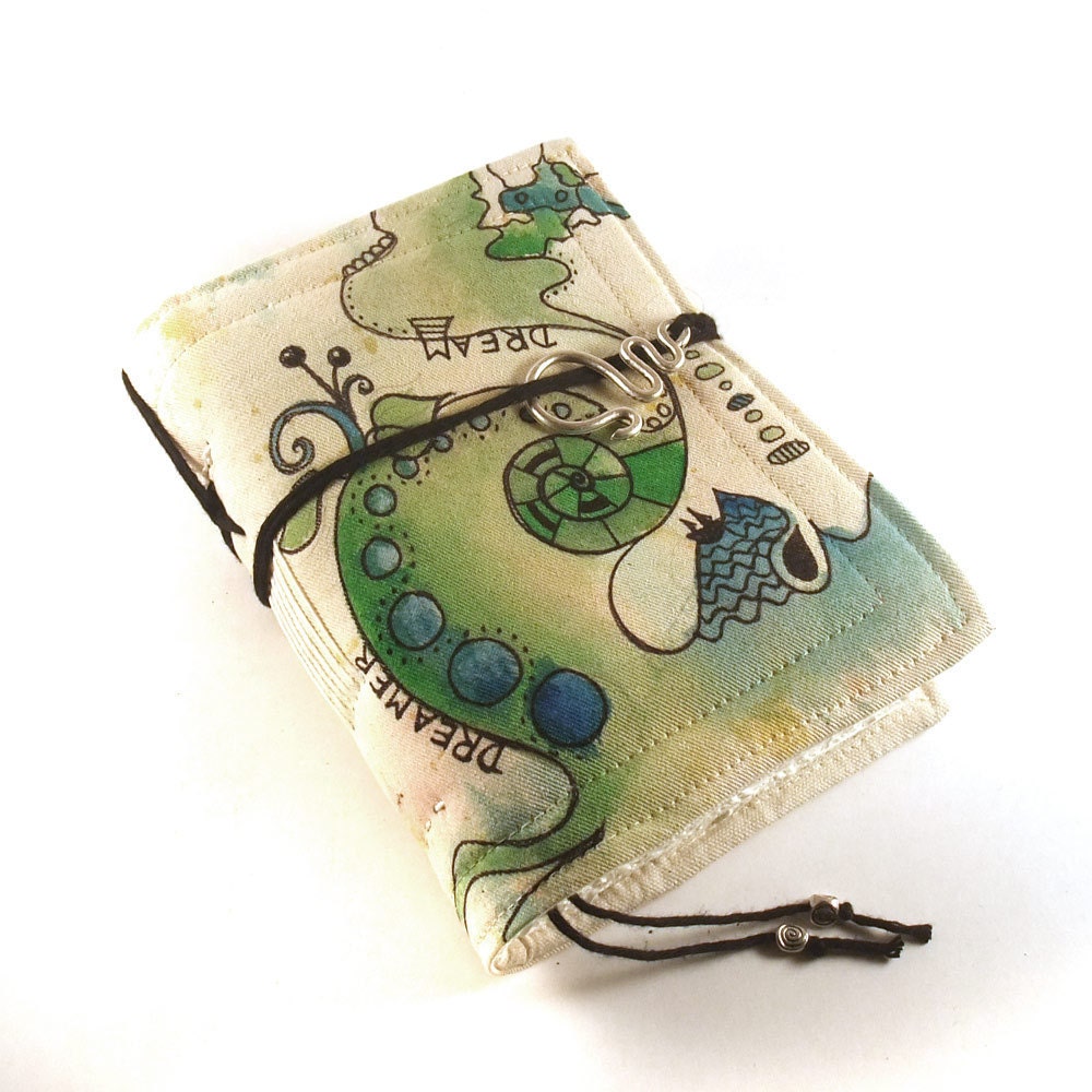 Journal, Notebook, Diary, Painted Fabric, Dreamer