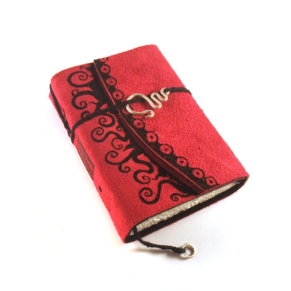 Handmade leather journal, Suede, Expand