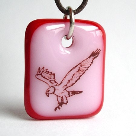 SALE : CLEARANCE - Eagle Landing. A fused glass pendant necklace.