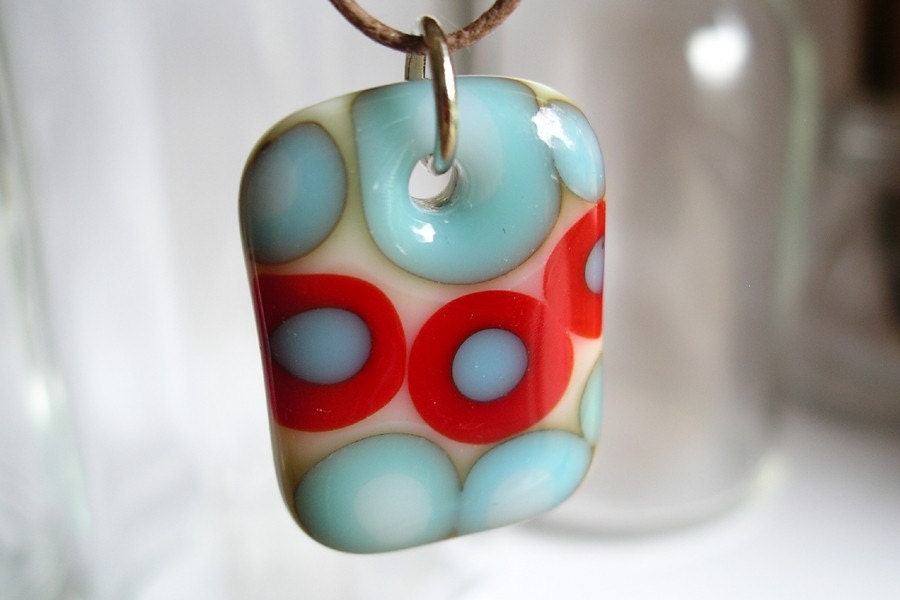 SALE / CLEARANCE :  Dots and Spots. A fused glass pendant necklace.