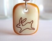 SALE / CLEARANCE : Bunny on Sunny Yellow. An art glass pendant necklace.