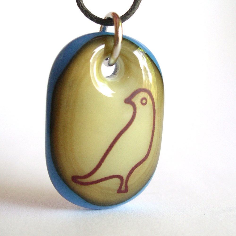 Dove Pendant. Bird Jewelry. A fused glass pendant necklace. - sweet wearable art for bird lover -