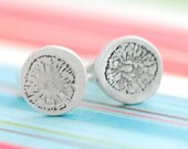 ON SALE POPPY stud earrings, eco-friendly silver. Handcrafted by Chocolate and Steel