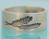 Silver FERN wedding ring, wide band, eco-friendly, illustration by Boygirlparty, handcrafted by Chocolate and Steel (large)