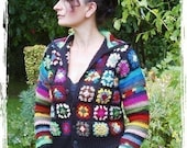 PDF Crochet Pattern for Granny Square Jacket with optional Hood or Collar