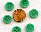 GREEN China Buttons FROM PARIS Set of 6  Vintage Antique   1/2 inch size   More Available