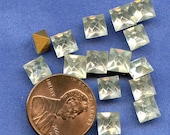 Vintage SQUARE RHINESTONES Lot of (24)  Glass 6mm x 6mm Gold Foil Back s3  mORE aVAILABLE