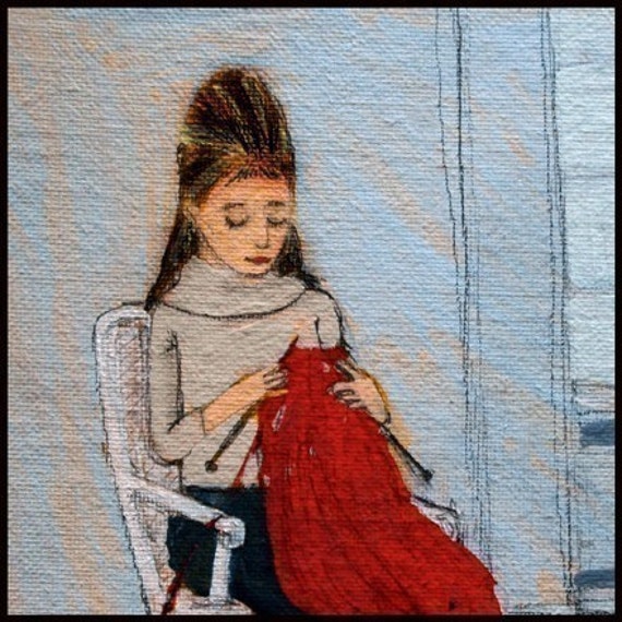 Audrey Hepburn Knitting