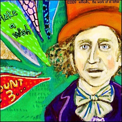 Ode to Willy Wonka ... singing Pure Imagination ... Charlie and the Chocolate Factory inspired ... print by elloh