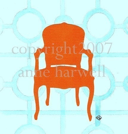 ORANGE CHAIR SILHOUETTE collage print