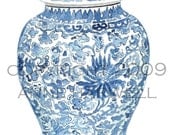 Blue and White GINGER JAR print 8x10
