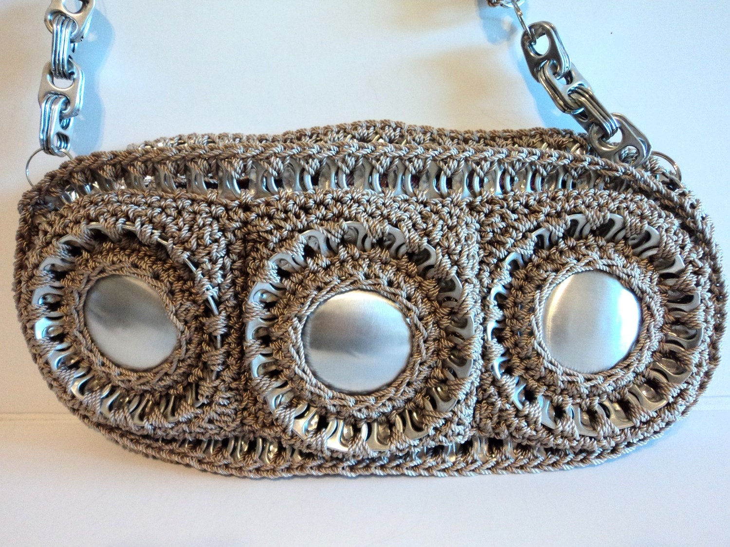 Pull Tab and Can Bottoms Shoulder Bag
