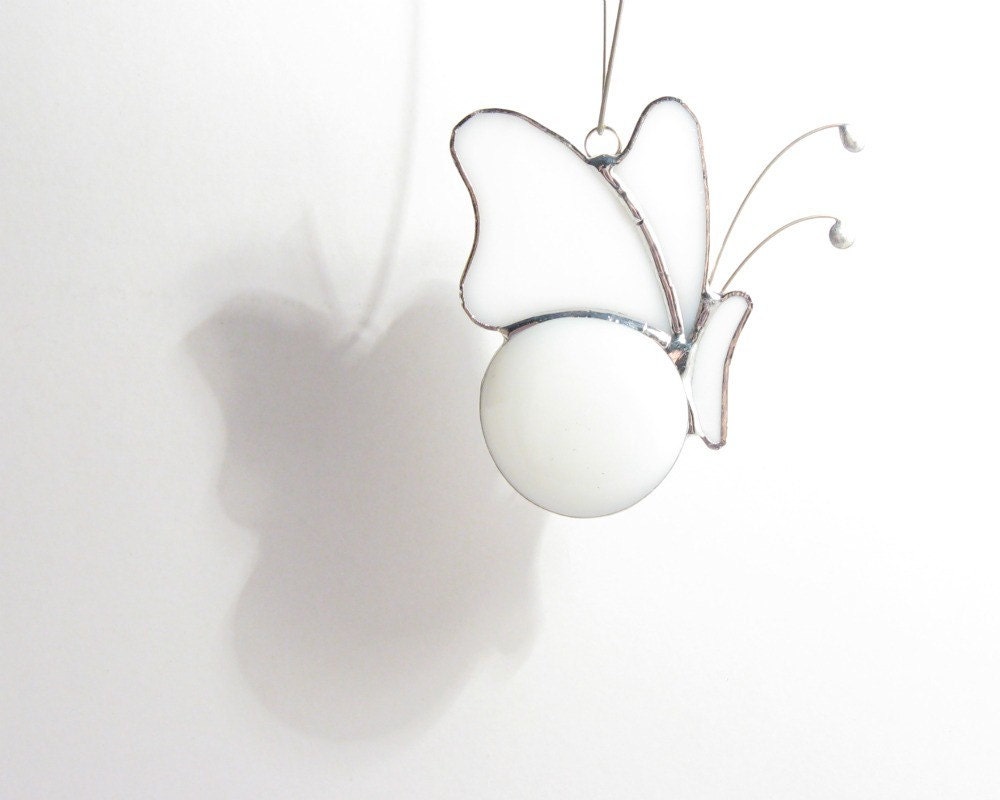 White Butterfly Suncatcher Stained Glass