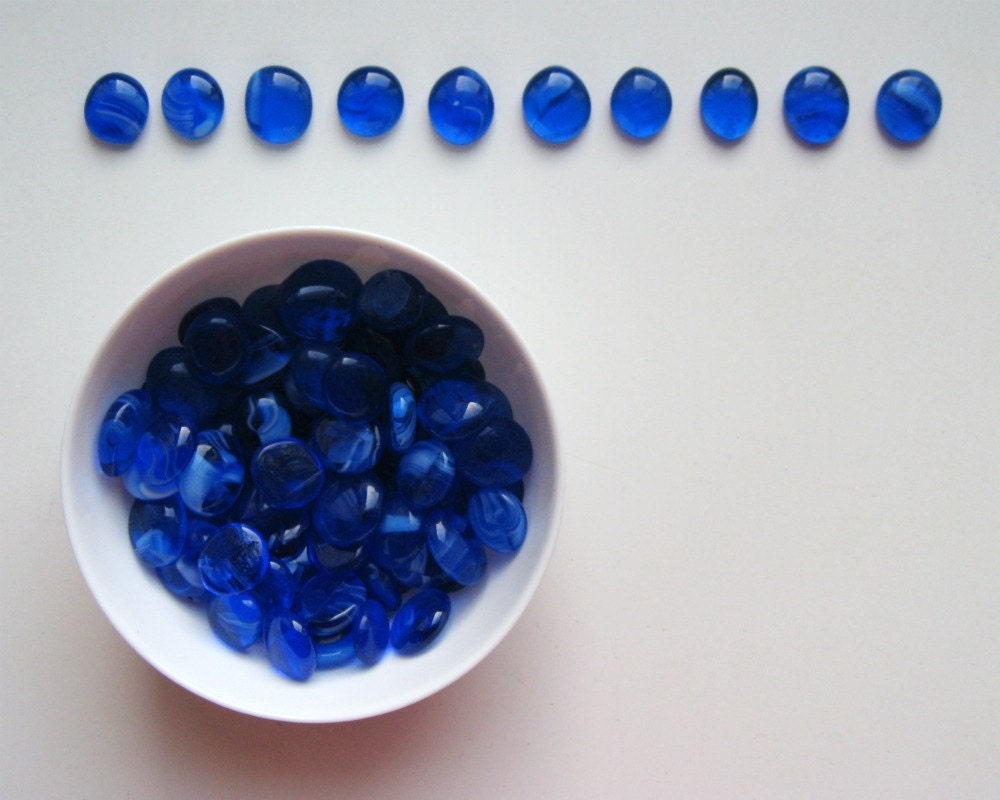 20 Glass Gems Marbled Blue Reserved for Aniko