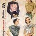 1940's Simplicity 2216 Womens Front Button Blouse Vintage Sewing Pattern Size 12 Bust 30