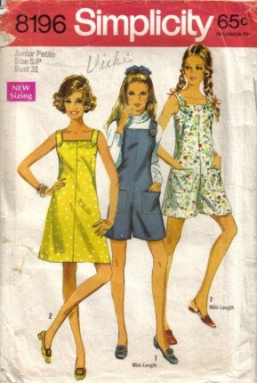 Vintage 60s Junior Petite Mini Pantdress Pantjumper Simplicity Sewing Pattern Size 5 JP