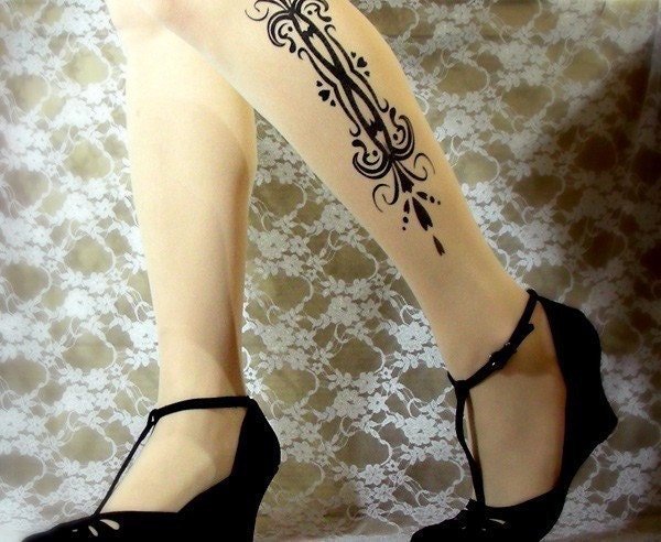 sexy TATTOO 01 thigh-high stockings ULTRA PALE