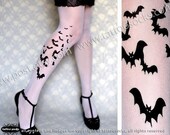 sexy BATS TATTOO thigh-high socks WHITE halloween