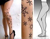 s/m sexy and elegant SNOW QUEEN TATTOO stockings / full length / pantyhose / nylons light mocha