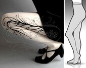 new: Small/Medium sexy white Long Branches  tattoo tights / stockings full length pantyhose