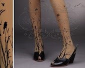 fabulous FOREST SYMPHONY tattoo thigh-high nylons Cafe Latte