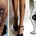 N E W plus size XXL sexy PEACOCK FEATHER TATTOO tights / stockings full length pantyhose DEEP MOCHA