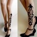 sexy SKULLS and HEARTS TATTOO thigh-high socks light mocha xs/x/m