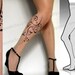 Large/Extra Large sexy FLORA tattoo tights / stockings full length pantyhose LIGHT MOCHA