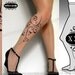 plus size xxl elegant, feminine and sexy FLORA tattoo tights / stockings full length pantyhose LIGHT MOCHA