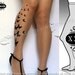 plus size XXL sexy BUTTERFLY tattoo tights / stockings/ full length / pantyhose / nylons Light Mocha