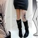 Small/Medium gorgeous MINI and BOOTS peacock FEATHER tattoo tights / stockings/ full length / pantyhose / nylons Ultra Pale