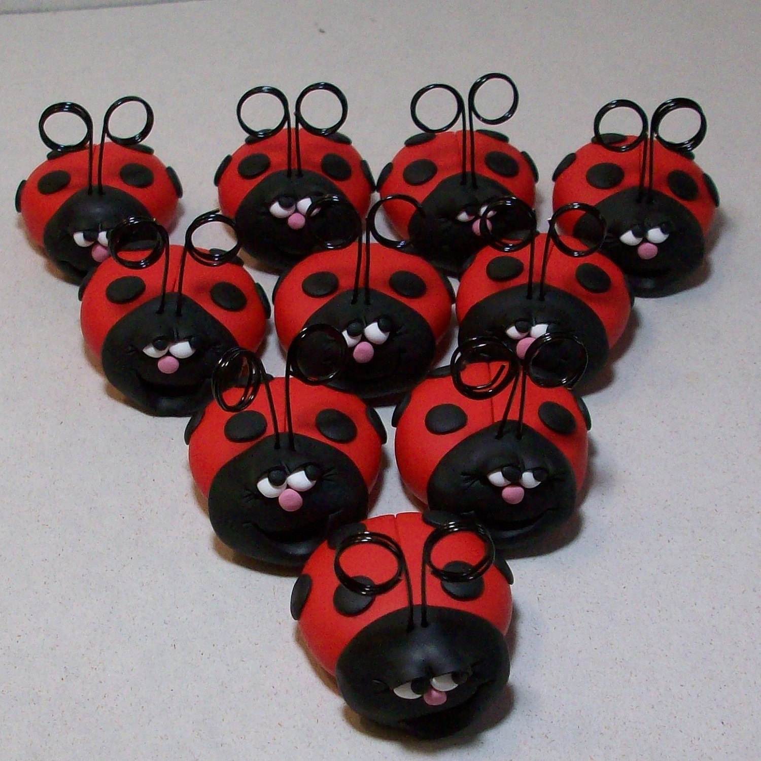 Lady bug balloon weights and photo/note holders: set of 10