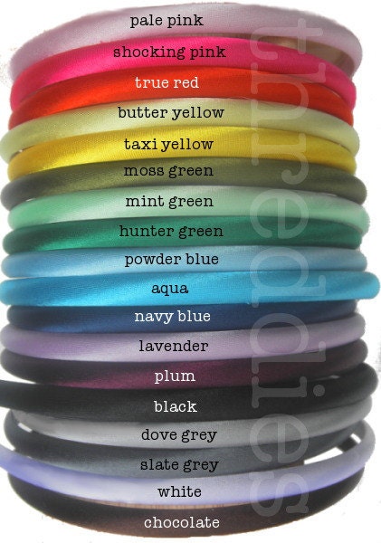 10 skinny satin headbands - wholesale blanks for embellishing - pick your colors