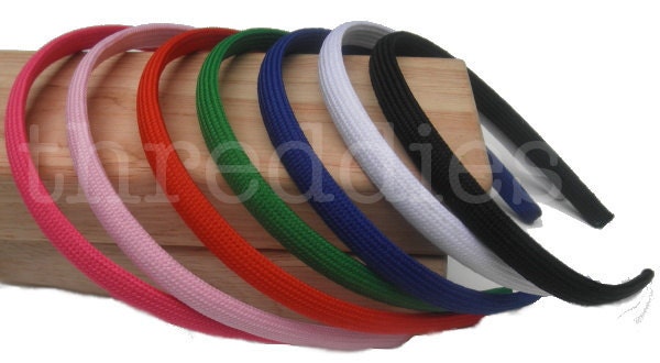 10 braid covered fabric headbands - narrrow and structured - pick your colors