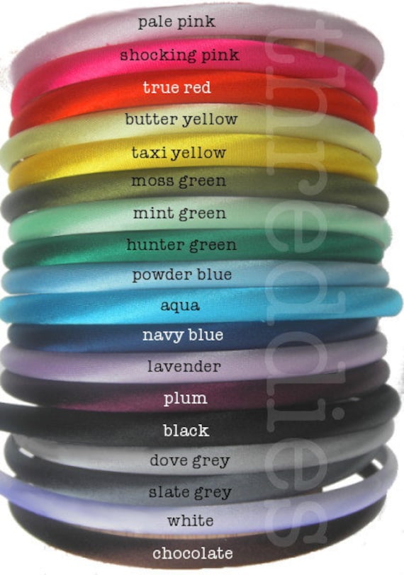 10 skinny satin headbands - wholesale blanks for embellishing - pick your colors
