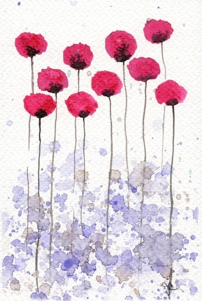 Buy 2 Get 1 FREE -- Watercolor Painting: Watercolor Flowers -- Art Print --  Sweet Dreams -- Pink Flowers -- 4x6