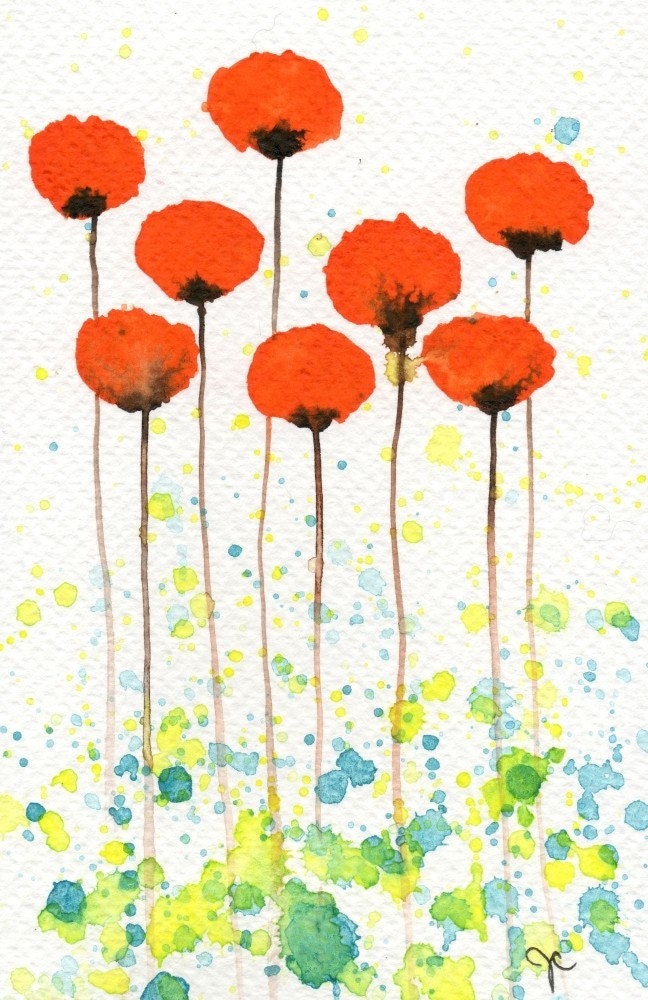 Buy 2 Get 1 FREE -- Watercolor Painting: Watercolor Flowers -- Art Print --  Good Morning Sunshine -- Orange Flowers -- 4x6